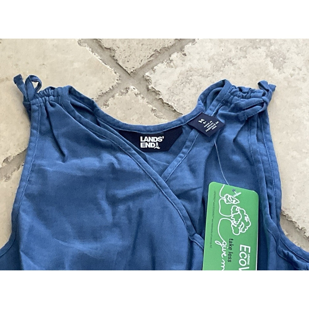 NEW Lands' End Blue Chambray Elastic Waist Romper;‎ Girls Size 8 Plus (M) - Picture 3 of 9